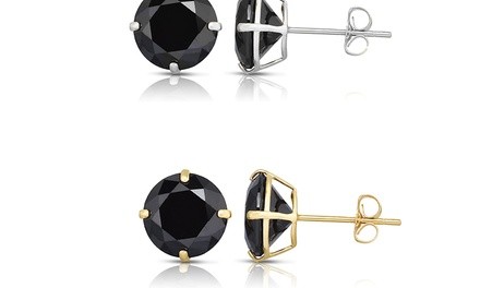 Men's Solid 14K Yellow or White Gold 4.00 CTTW Black Stud