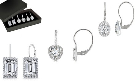 Women's 3 Pack Swarovski Crystal Leverback Earring Set