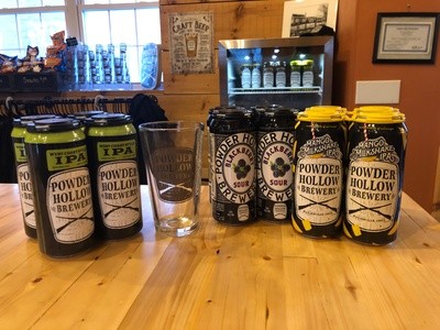 4-Packs of Beer and 1 or 2 Pint Glass To GO at Powder Hollow Brewery (Up to 25% Off). 2 Options Available.