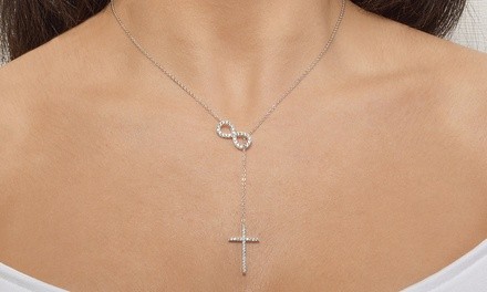 Swarovski Elements Lariat Cross Infinity Y-Necklace in sterling silver