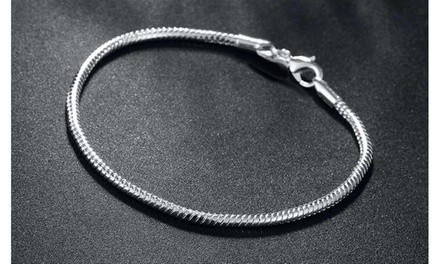 Italian Made Solid Sterling Silver Snake Bracelet