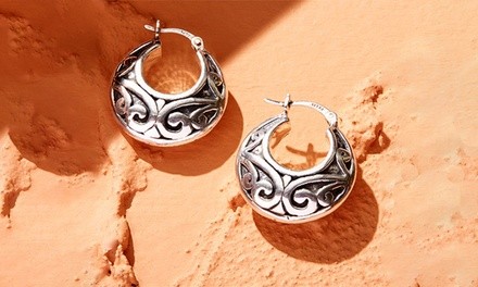 Sterling Silver Handcrafted Artisan Hoop Earrings