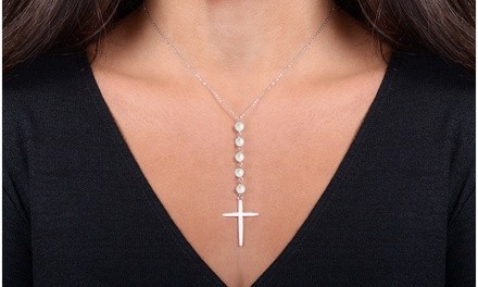 Genuine Freshwater Pearl Beaded Cross Necklace by Gemma Luna