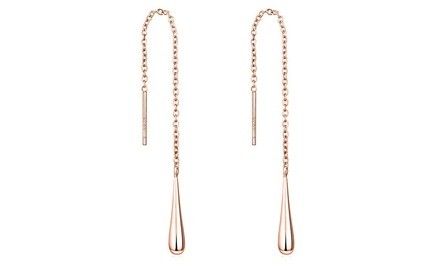 Italian Sterling Silver Threader Earrings in 18K Gold or 18K Rose Gold