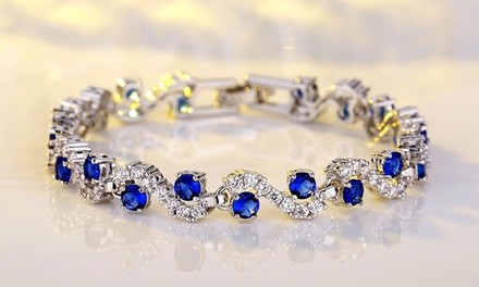 Leo Rosi Blue Sapphire Bracelet in 18K White Gold Filled for Women