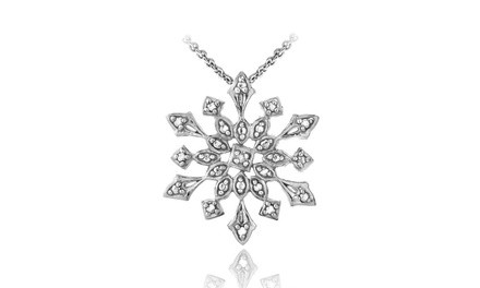 Sterling Silver Genuine Diamond Accent Snowflake Pendant