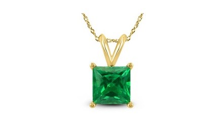 4 Cttw Princess Emerald 18 Inch Necklace In 24k Gold