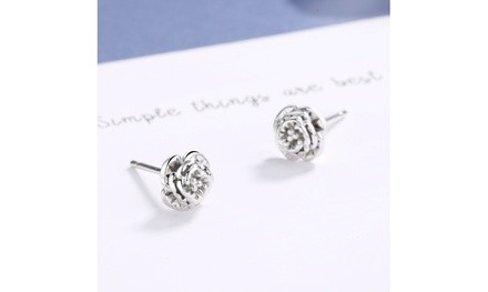 Sterling Silver Rose Stud Earrings