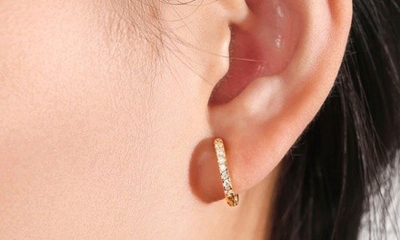 18k Huggie Earrings Made with Swarovski Crystal