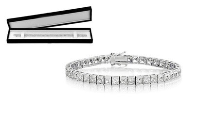 10.00 CTTW Sterling Silver Princess Cut Tennis Bracelet With Giftbox