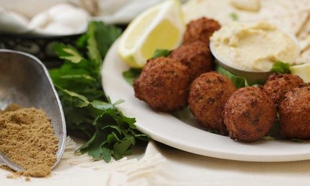 Falafel, Eggplant and Hummus Spread Appetizer, Wine, and More at BZ Grill (Up to 50% Off)