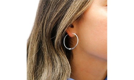 Oxidzed Sterling Silver 18MM or 30MM Balinese Endless Hoop Earrings