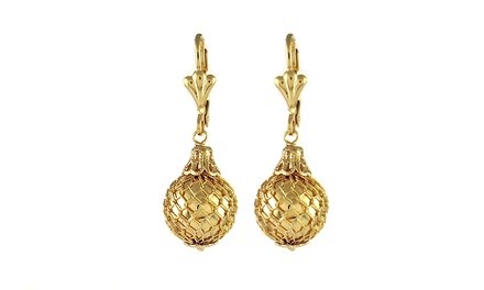 18k Yellow Gold Vintage Ball Drop Earrings