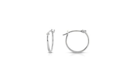 Solid 14k White Gold 12mm French Lock Hoops