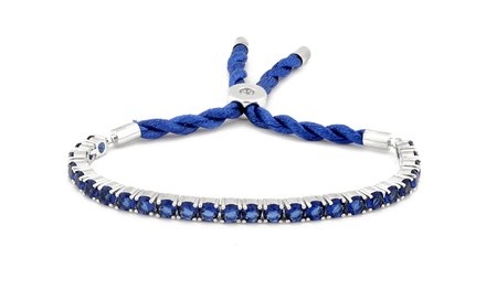 3.55CTW Created Blue Sapphire Cord Adjustable Bracelet By MUIBLU Gems