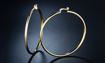 60mm 18K Gold Plated Hoop Earrings by Sevil