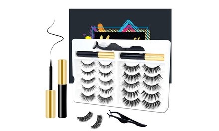 Long Lasting Magnetic Eyeliner and Magnetic Eyelashes Kit - 10 Pairs of Lashes