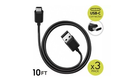 3-PACK 10 Feet Type C Samsung Galaxy S8 S9 S10 Note 10 USB-C Charging Cables OEM