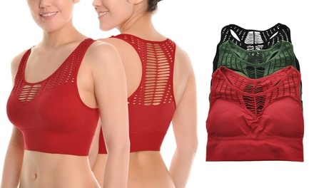 Women's Cutout Seamless Racerback Bra (3-Pack)