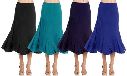 Women's Elastic Waist A-Line Ruffle Skirt