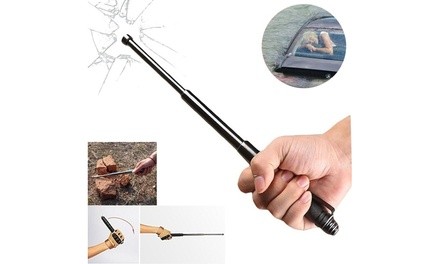 Portable Three-Section Pole Expandable Metal Baton Self-Defense Tool