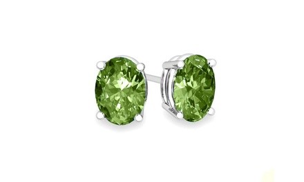 2.00 CTTW Oval Cut Genuine Peridot Studs