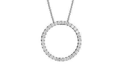  Sterling Silver Circle Cubic Zirconia Necklace