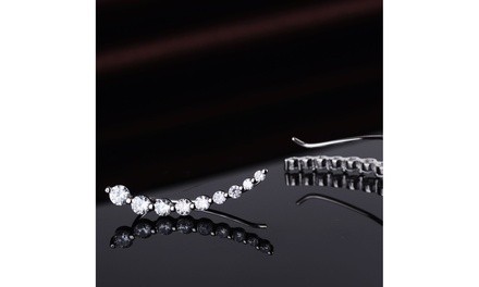 Sterling Silver Earring Climber with Swarovski Crystals