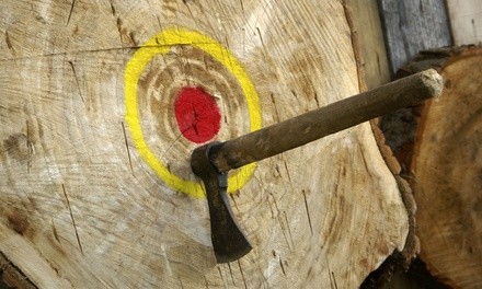 One-Hour Axe Throwing Session for Four or Six People with Football Bowling Admission at QB Ball (Up to 53% Off)