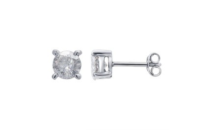 1.50 Cttw Diamond Stud Earring in Sterling Silver-SILSTUDRD150W-L