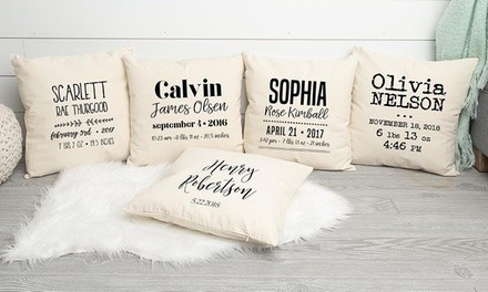 1, 2, 3, 5, or 10 Personalized Baby Throw Pillow Covers from Qualtry  (Up to 82% Off)