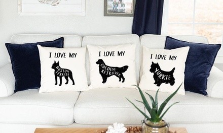 One, Two, Three, Five, or Ten Personalized Dog Breed Throw Pillow Covers from Qualtry (Up to 82% Off)