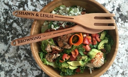Personalized Decorative Wooden Spoon and Fork Set (Up to 87% Off)