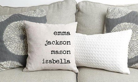 Personalized Family Name Throw Pillow Covers from Qualtry (Up to 72% Off). Four Options Available.