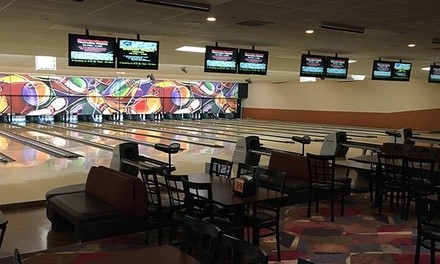 $43 for Two Hours of Bowling for Up to 5 w/ Shoes and Pizza at Strikers Family Sports Center ($78.49 Value)