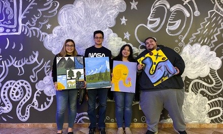 CBD Puff and Paint Canvas or Glass Class at The Artistic Giraffe Art Studio (Up to 31% Off)