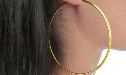 18K Gold Over Sterling Silver Big Classic Hoop Earring By Paolo Fortelini