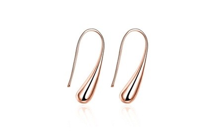 Italian Sterling Silver Waterdrop Earrings in 18k Rose Gold 
