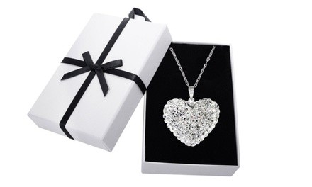 Sterling Silver Bubble Heart Necklace With Crystals From Swarovski