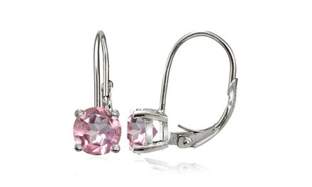 Sterling Silver Light Pink Topaz 6mm Round Leverback Earrings