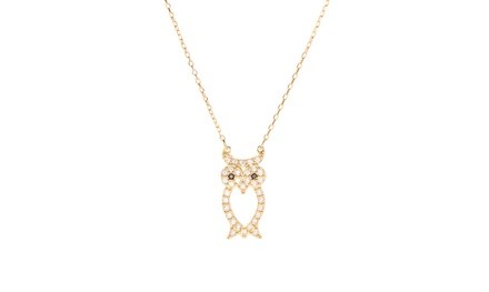  Sterling Silver Crystal Owl Necklace Made With Crystals From Swarovski