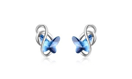 Sterling Silver butterfly Earrings with crystals from Swarovski