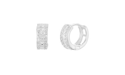 Sterling Silver CZ Huggie Earring