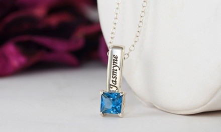Mother's Necklace with Square-Shaped Birthstone Charms from Monogram Hub