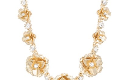 Catherine Malandrino Crystal Gold Tone Flower Necklaces