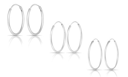 3 Pack Italian Endless Hoop Earrings Set 