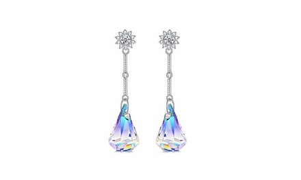 Aurora Borealis Crystal Drop Earrings Made With Crystals From Swarovski