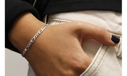 Italian Sterling Silver 7 or 8 Inch Figaro Bracelet