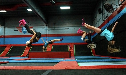 Basic, Extreme, or Ultimate Jump Pass for One at The Hub Fly Zone Trampoline Park (Up to 25% Off)