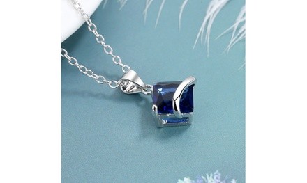 Sterling Silver Sapphire or Ruby Pendant Necklace